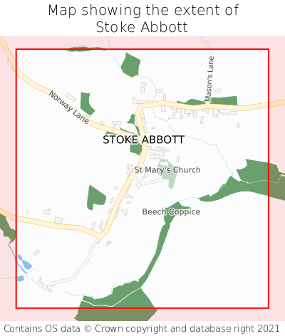 Map showing extent of Stoke Abbott as bounding box