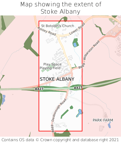 Map showing extent of Stoke Albany as bounding box