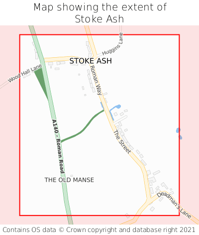Map showing extent of Stoke Ash as bounding box