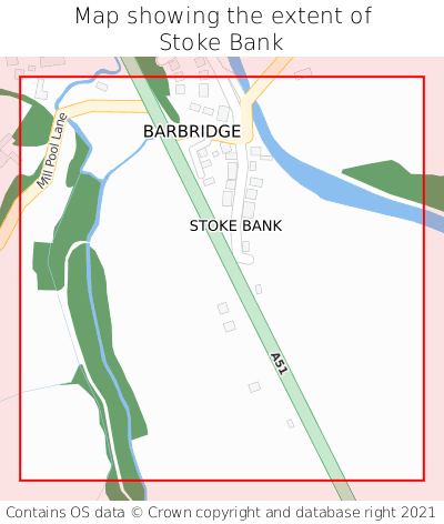 Map showing extent of Stoke Bank as bounding box