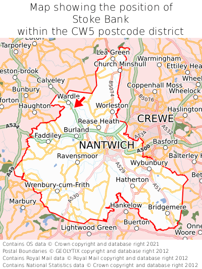 Map showing location of Stoke Bank within CW5