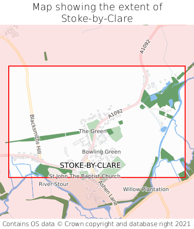 Map showing extent of Stoke-by-Clare as bounding box