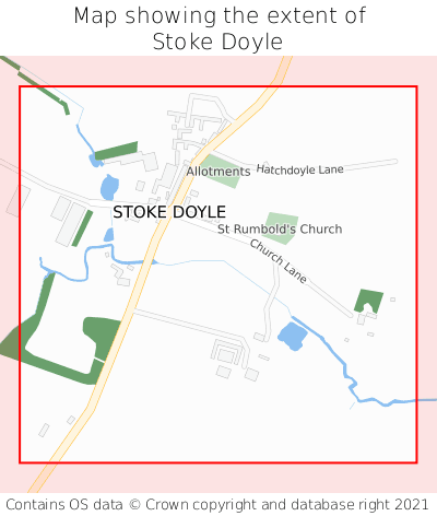 Map showing extent of Stoke Doyle as bounding box