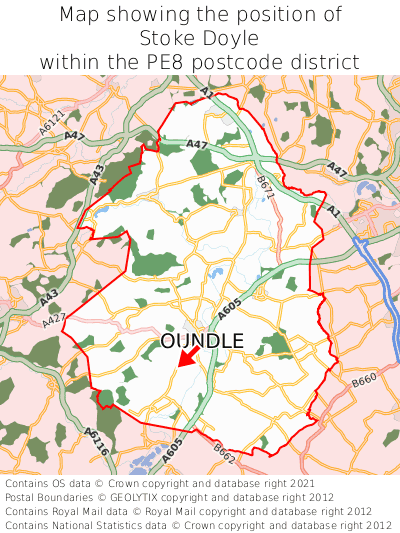Map showing location of Stoke Doyle within PE8