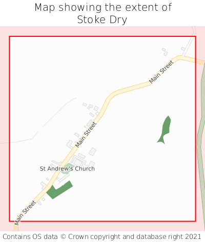 Map showing extent of Stoke Dry as bounding box