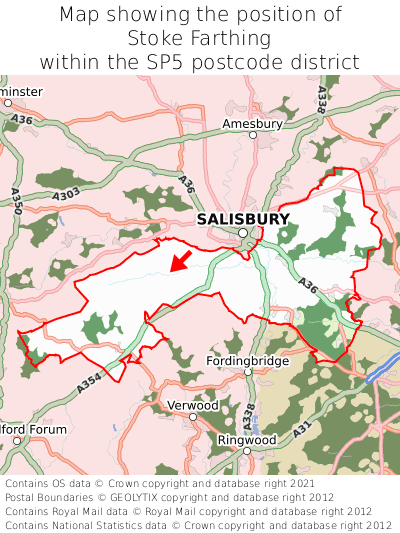 Map showing location of Stoke Farthing within SP5