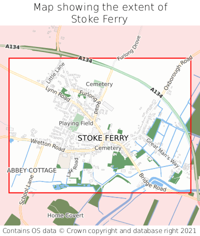 Map showing extent of Stoke Ferry as bounding box