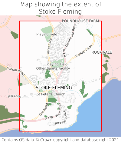 Map showing extent of Stoke Fleming as bounding box