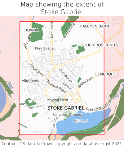Map showing extent of Stoke Gabriel as bounding box