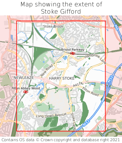 Map showing extent of Stoke Gifford as bounding box
