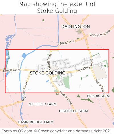 Map showing extent of Stoke Golding as bounding box