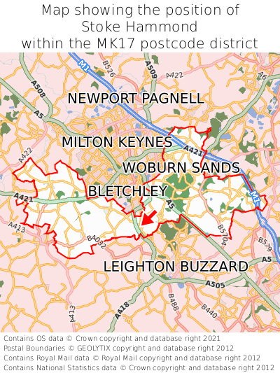 Map showing location of Stoke Hammond within MK17