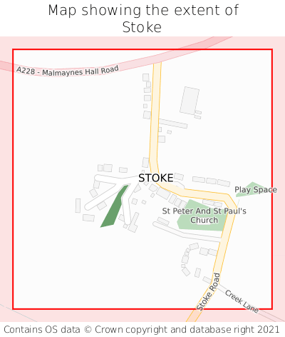 Map showing extent of Stoke as bounding box