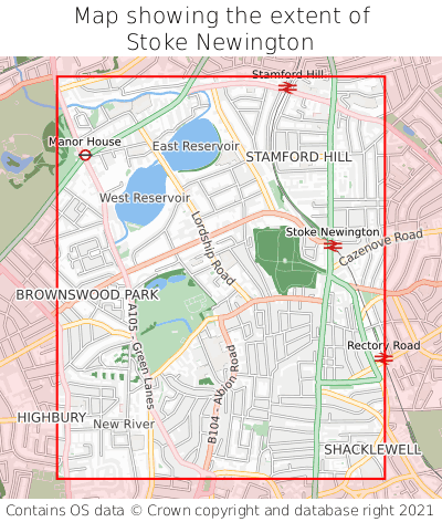 Map showing extent of Stoke Newington as bounding box