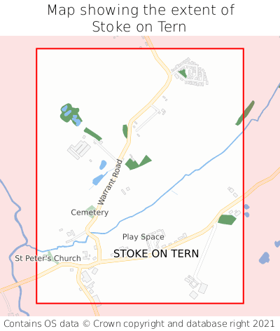 Map showing extent of Stoke on Tern as bounding box