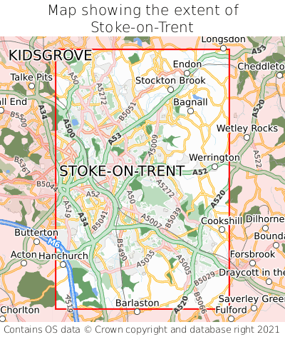 Map showing extent of Stoke-on-Trent as bounding box