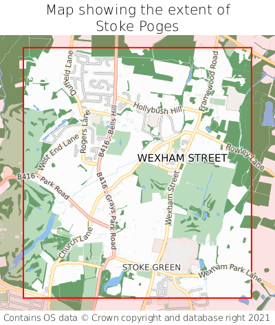 Map showing extent of Stoke Poges as bounding box