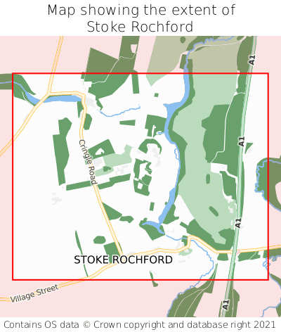Map showing extent of Stoke Rochford as bounding box