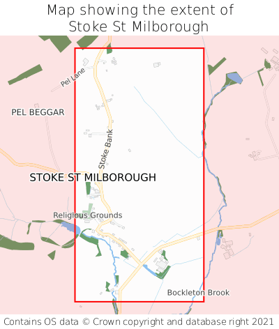 Map showing extent of Stoke St Milborough as bounding box