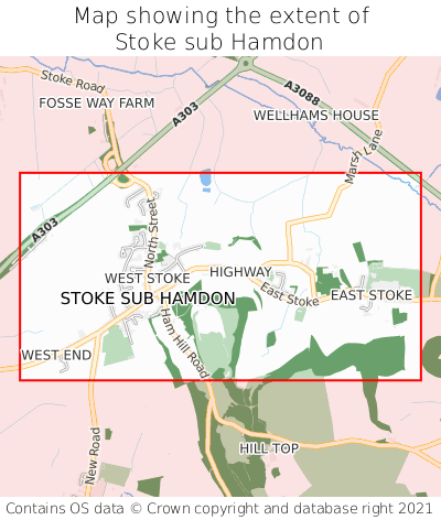 Map showing extent of Stoke sub Hamdon as bounding box