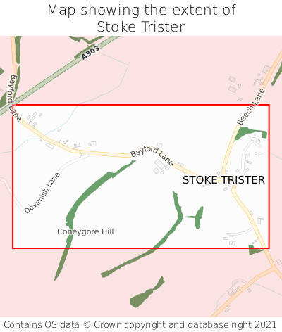 Map showing extent of Stoke Trister as bounding box