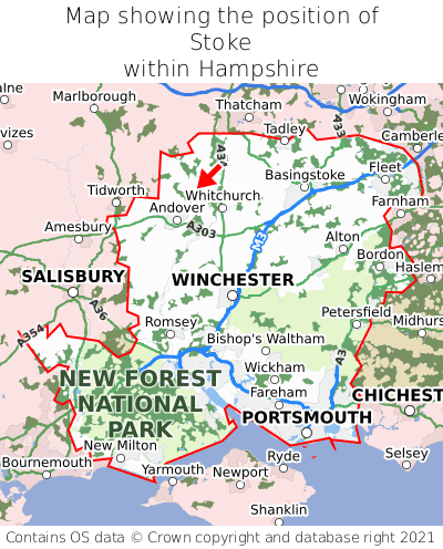Map showing location of Stoke within Hampshire