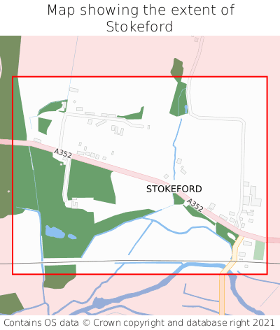 Map showing extent of Stokeford as bounding box