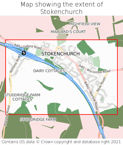 Map showing extent of Stokenchurch as bounding box