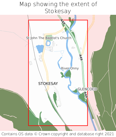 Map showing extent of Stokesay as bounding box