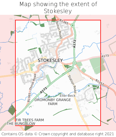 Map showing extent of Stokesley as bounding box