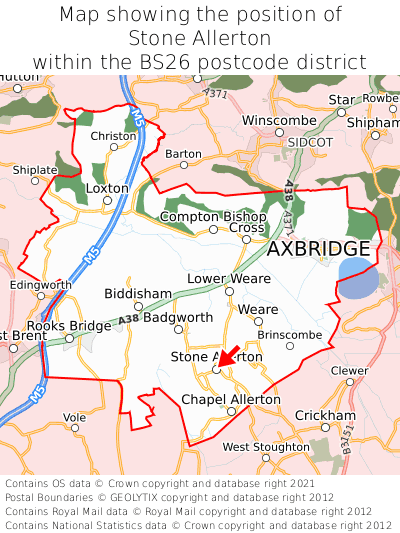 Map showing location of Stone Allerton within BS26