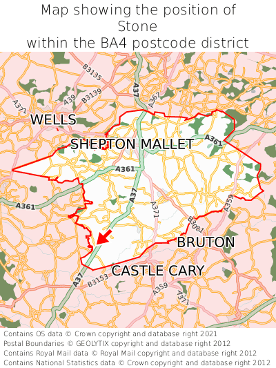 Map showing location of Stone within BA4