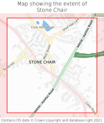 Map showing extent of Stone Chair as bounding box