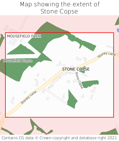 Map showing extent of Stone Copse as bounding box