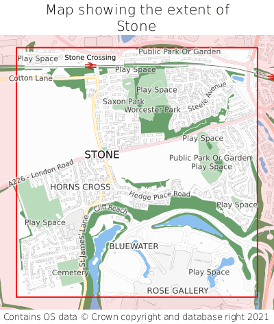 Map showing extent of Stone as bounding box