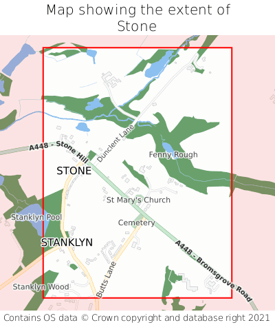 Map showing extent of Stone as bounding box