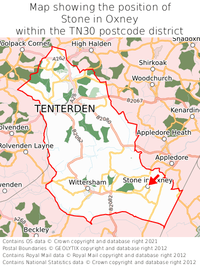 Map showing location of Stone in Oxney within TN30