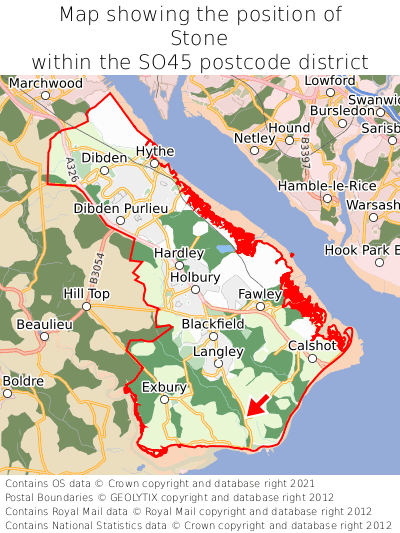 Map showing location of Stone within SO45