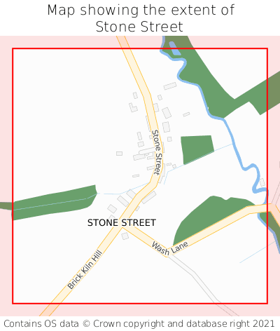 Map showing extent of Stone Street as bounding box