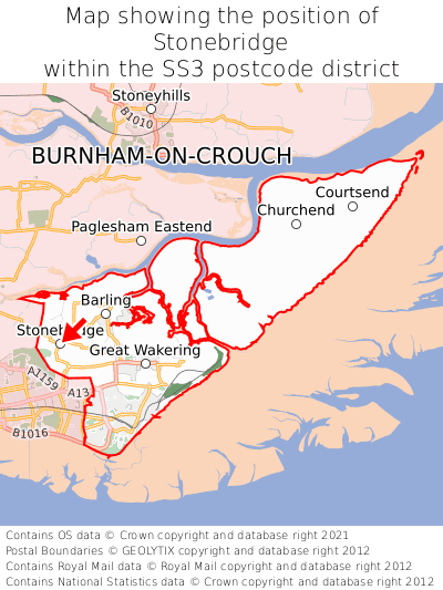 Map showing location of Stonebridge within SS3