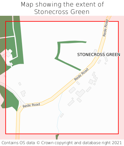 Map showing extent of Stonecross Green as bounding box