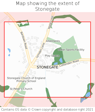 Map showing extent of Stonegate as bounding box