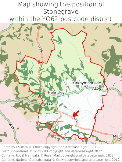 Map showing location of Stonegrave within YO62