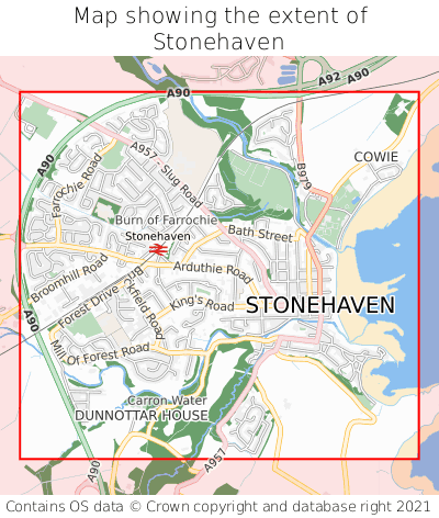 Map showing extent of Stonehaven as bounding box
