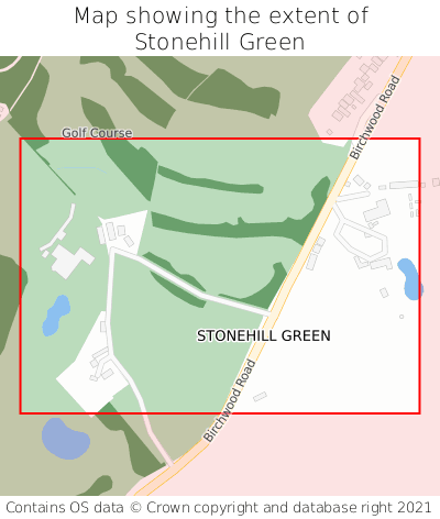 Map showing extent of Stonehill Green as bounding box