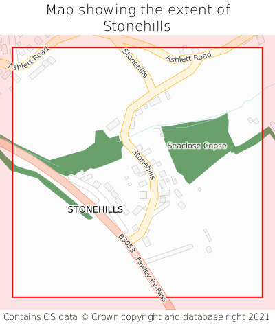 Map showing extent of Stonehills as bounding box