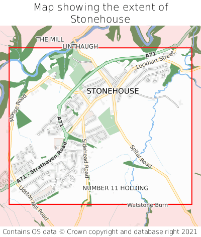 Map showing extent of Stonehouse as bounding box