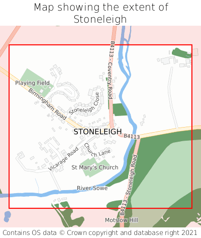 Map showing extent of Stoneleigh as bounding box