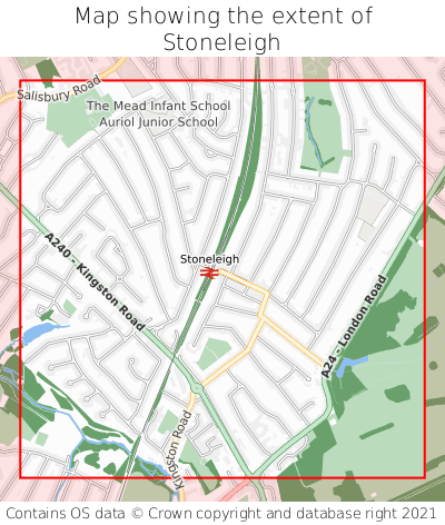 Map showing extent of Stoneleigh as bounding box