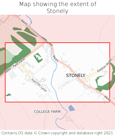 Map showing extent of Stonely as bounding box